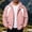 Pink, variant on Men Color Block Hooded Windbreaker Jacket Contrast Panel Zip Pockets Lightweight Casual Outdoor Outerwear