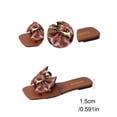 thumbnail image 6 of Samdudou Womens Sandals Open Toe Flat Slides Elegant Silky Bowknot Slip On Square Design with Metallic Hardware Detail Casual Summer Beach Vacation Dressy Mules, 6 of 9