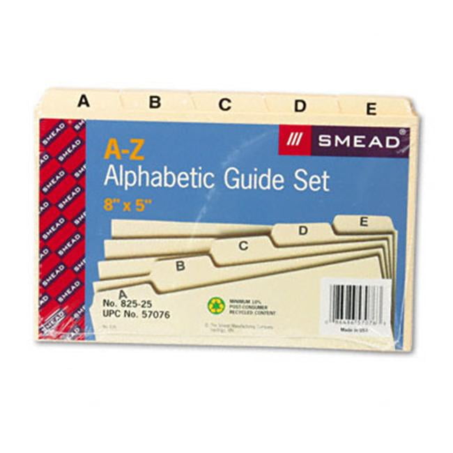 8W x 5H A-Z 57076 Smead Card Guide Manila 25 per Set Plain 1/5-Cut Tab 