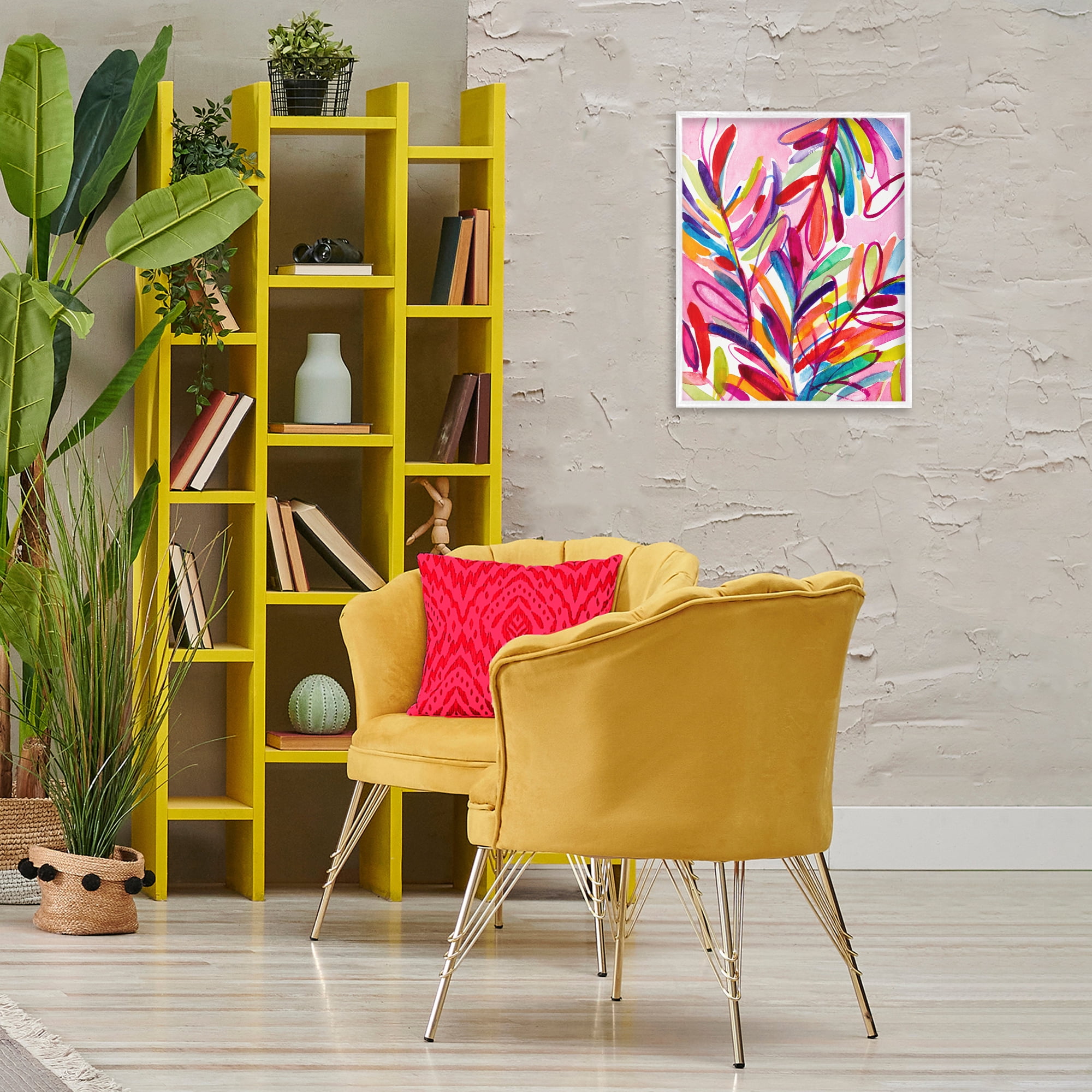Stupell Industries Bold Tropical Leaves Botanical & Floral Painting White Framed Art Print Wall Art, 16 x 20