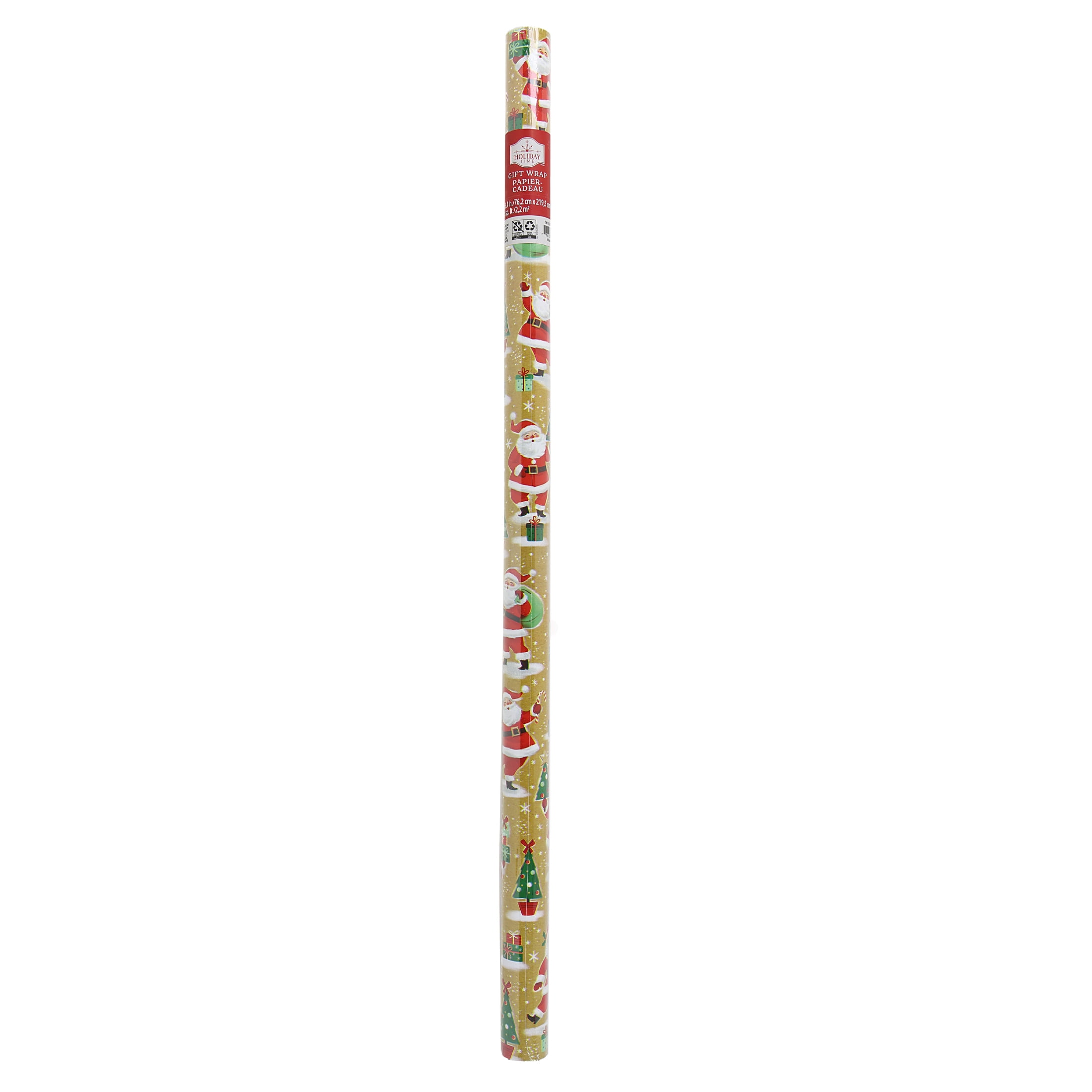 Holiday Time Single Roll Wrap Assortment, Brown Santa Print