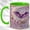 Green, variant on Crescent Bat Coffee Mug, Floral Moon Mug, Ceramic 11 oz