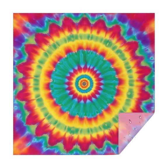 Colorful Tie Dye Petal Mandala Pattern Square Tablecloth,Waterproof Square Table Cover,Wipeable Spillproof Washable Table Cover for Home Kitchen Party Decor 42"X42"(107x107cm)
