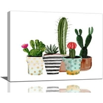 Succulent Cactus Wall Art Rustic Botanical Plant Wall Decor Natural Green Cactus Pictures Canvas Print Painting Framed Modern Home Artwork For Bathroom Office Bedroom Kitchen 16"x12"