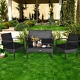 thumbnail image 4 of Costway 4 PCS Outdoor Patio Rattan Furniture Set Cushioned Sofa Coffee Table Garden Deck, 4 of 10