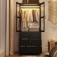 thumbnail image 5 of 6 Door Armoire Wardrobe Closet for Bedroom with LED Lights & 3 Drawers, Farmhouse Closet Storage Cabinet Wardrobe Set with Hanging Rods, 5 of 9