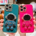 thumbnail image 2 of Bonita funda de teléfono con soporte de pie de astronauta para iPhone 14, 13 Pro, 11 Pro, X, XS, XR, Xs, Max, 12 Mini, funda con soporte chapado suave en 6S, 7, 8 Plus Fivean unisex, 2 of 2