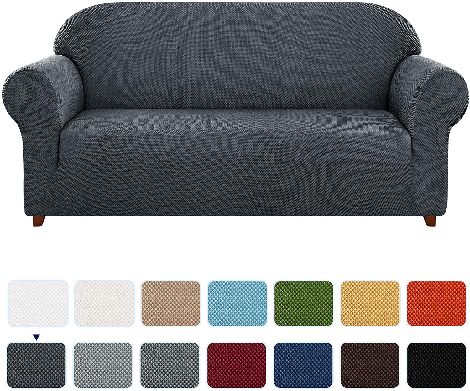 Subrtex Stretch 2Piece Textured Mini Dots Loveseat Slipcover, Gray