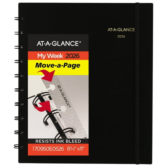 AT-A-GLANCE Move-A-Page 2026 Weekly Monthly Appointment Book Planner Black Large