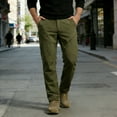 thumbnail image 4 of GUZOM Mens Cargo Pants Army Green 100% Polyester Lightweight Quick Dry Utility Pants with Zipper Pockets Relaxed Fit for Hiking Outdoor Work,Size L, 4 of 7