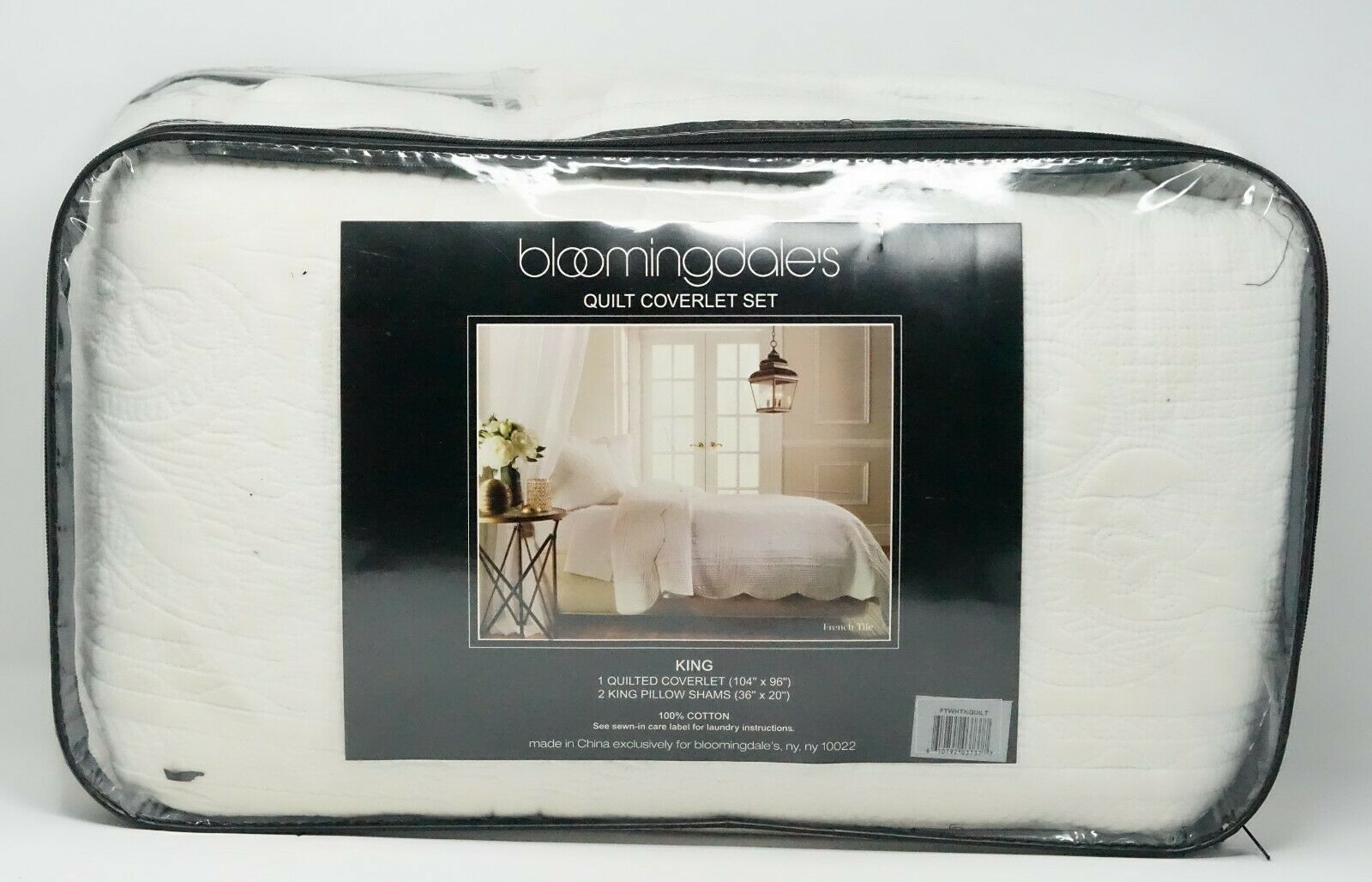 Bloomingdales 100% Cotton French Tile 3-Pc. Quilt Coverlet Set - King -  White - Walmart.com