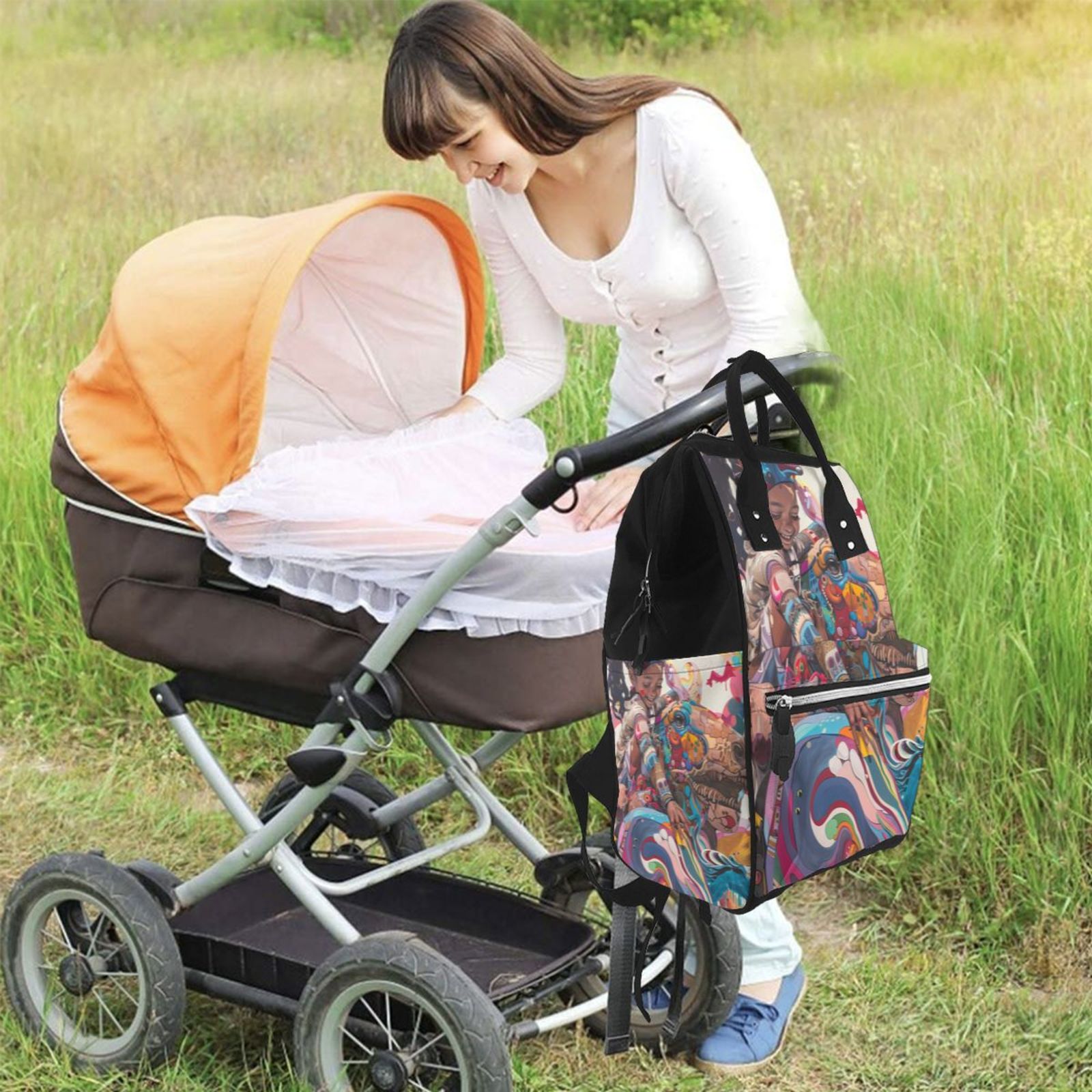 Fuzoiu Fantasy Colorful Beast Print Diaper Bag Backpack,Baby Essentials Travel Tote,Multi function Waterproof Diaper Bag, Travel Essentials Baby Bag - Unisex