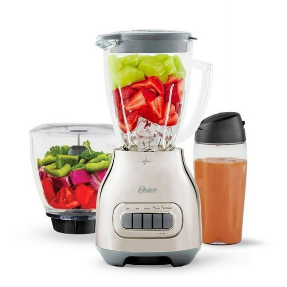 Oster 053891158206 Chrome Blender with Food Processor & To-Go Jar