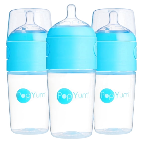PopYum 9 oz Anti-Colic Formula Making Baby Bottle 3-Pack - Blue