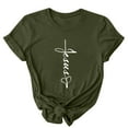 thumbnail image 4 of BVOFAR Womens Casual Jesus Letter Print T-Shirts Round Neck Short Sleeve Christian Tops Holiday Blessed Faith Shirts, 4 of 7