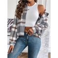 thumbnail image 5 of Weardear Women's Cropped Casual Jacket Flannel Fall Outwear Jacket Plaid Button Down Coat, 5 of 5