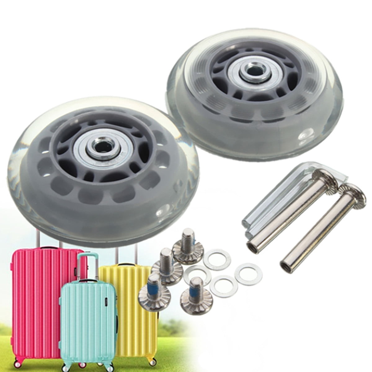 2 Set OD 70mm Baggage Luggage Suitcase Wheels Axles Replacement Deluxe