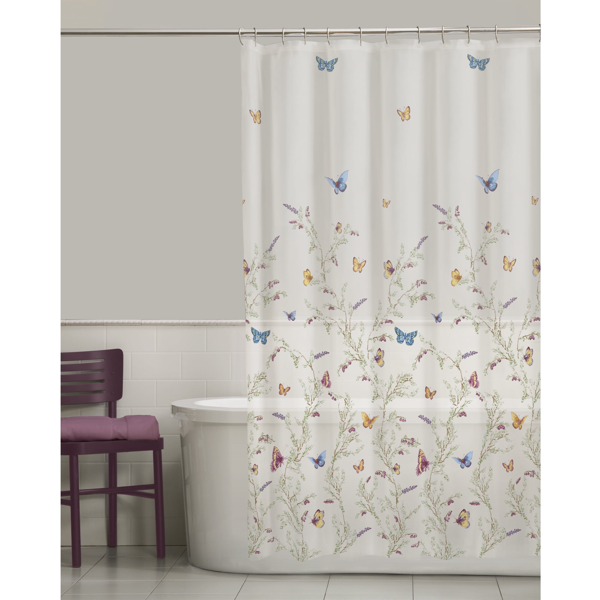 Details about   Vintage Rose Butterfly Shower Curtain Bathroom Decor Fabric 12hooks 71in 