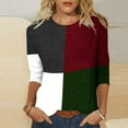 thumbnail image 2 of IROINID T-Shirts à Manches 3/4 pour Femmes, Imprimé, Ample, Col Rond, Vert, 2 of 4
