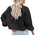 thumbnail image 4 of XIAONU Women's Batwing Sleeve Crop Blouse Loose Long Sleeve Point Collar Pullover Top Smooth Stylish Street Blouses, 4 of 9