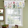 thumbnail image 3 of Blue Pink Spring Floral Curtain Valances for Windows, Kitchen Valance Window Treatments Panel 2 Pack, Summer Tulip Botanical Rod Pocket Short Curtains for Bathroom Bedroom 60 x 18 Inch, 3 of 8