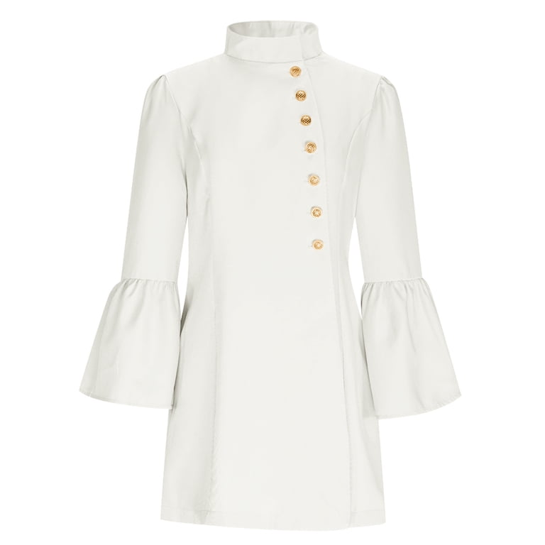 Zedker Women's Fall 2025 Long Sleeve Bodycon Sweater Dress Button High Neck Winter Formal Mini Dresses, Plus Size White L, Size: Large