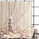 thumbnail image 2 of Beach Shower Curtain Starfish Sand Bath Curtain Digital Print with 12 Hooks Polyester Fabric Bathroom Decor, 72 x 72 inches (180x180m), beige, 2 of 4