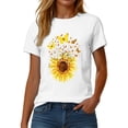thumbnail image 4 of COMVALUE Women's Sunflower Graphic Shirts Boho Flowers Tee Tops Cute Summer Vintage Short Sleeve Holiday T Shirt (White, XL), 4 of 7