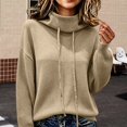 thumbnail image 5 of Yigetop Warm Sweaters for Women Fall Winter Cowl Neck Knit Sweater Long Sleeve Casual Soft Chunky Lightweight Loose Cozy Pullover Tops for Daily Wear Khaki 3XL, 5 of 6