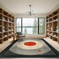 thumbnail image 2 of ODIKA 9'x12' Washable Area Rug Record Vinyl Vintage Cd Disc Retro Music Shaped Round Shape Graffiti for Master Suite, California King, Under Bed, Non-Shedding, Easy Care, 2 of 7