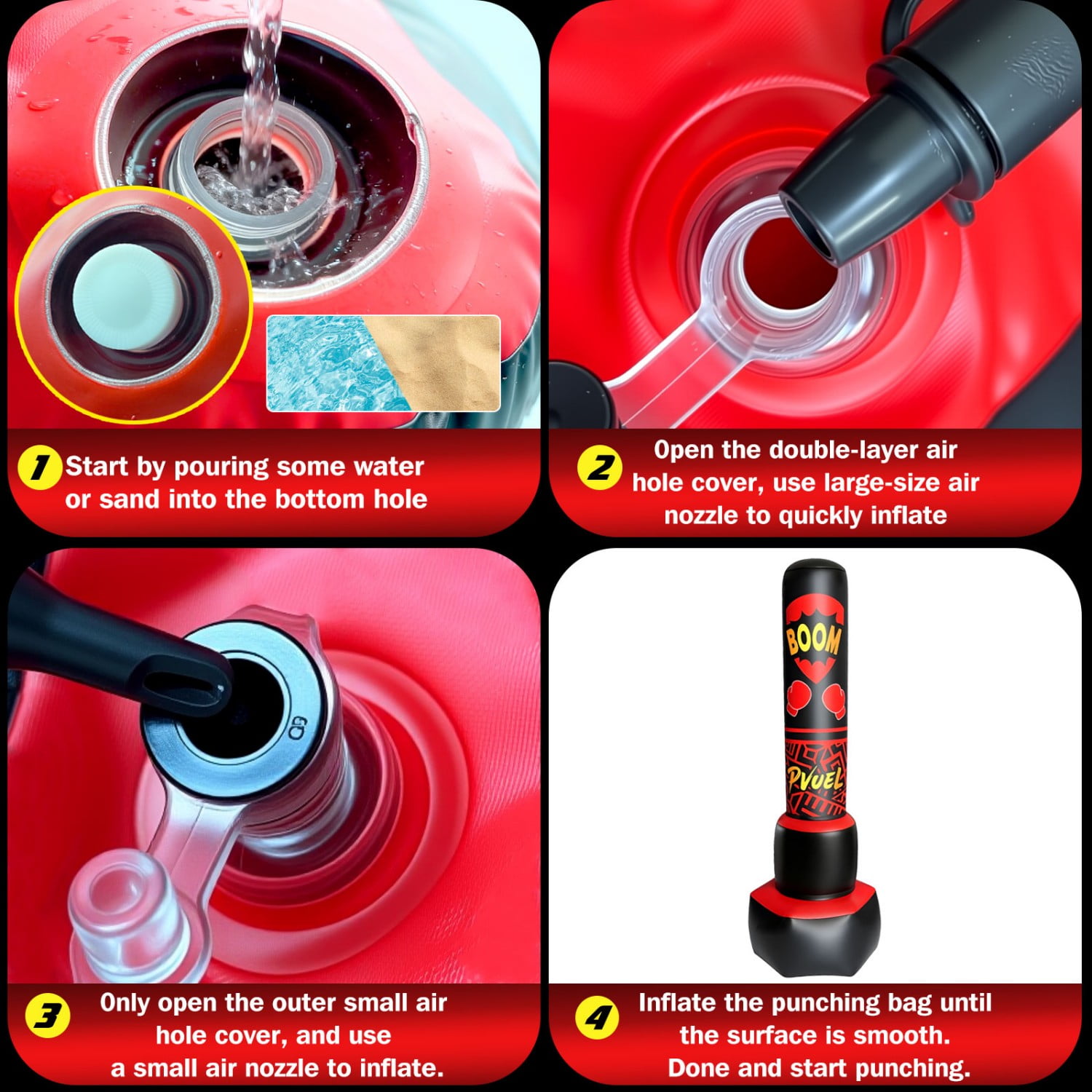 67inch Boxing Punching Bag Set for Adults Teens, Inflatable Boxing Freestanding with Gloves, Pump for Kids Children Youth Men Boxing Training Equipment MMA Fitness Home Gym, Red