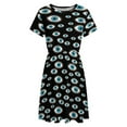 thumbnail image 4 of Evil Eye Dress Fashion Beach Short Sleeve Dresses Female Party Printed Sundress, 4 of 7