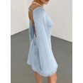 thumbnail image 2 of Gupgi Femmes Tricot Robe de Couleur Unie Backless Manches Longues Décontractée Robe Courte, 2 of 5
