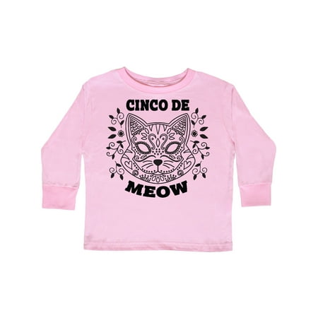 

Inktastic Cinco De Meow with Cat Sugar Skull and Flowers Gift Toddler Boy or Toddler Girl Long Sleeve T-Shirt