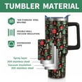 thumbnail image 3 of 40oz Stainless Steel Tumbler with Handle & Straw - Green Christmas Tree Design, Insulated Cup for Hot & Cold Drinks, Retro Holiday Gift for Men and Women, 3 of 6