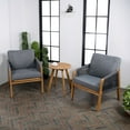 thumbnail image 3 of Aveiro 3-Piece Modern Bohemian Roped Acacia Wood Conversation Outdoor Patio Set with Cushions, Gray/Teak Brown, 3 of 7