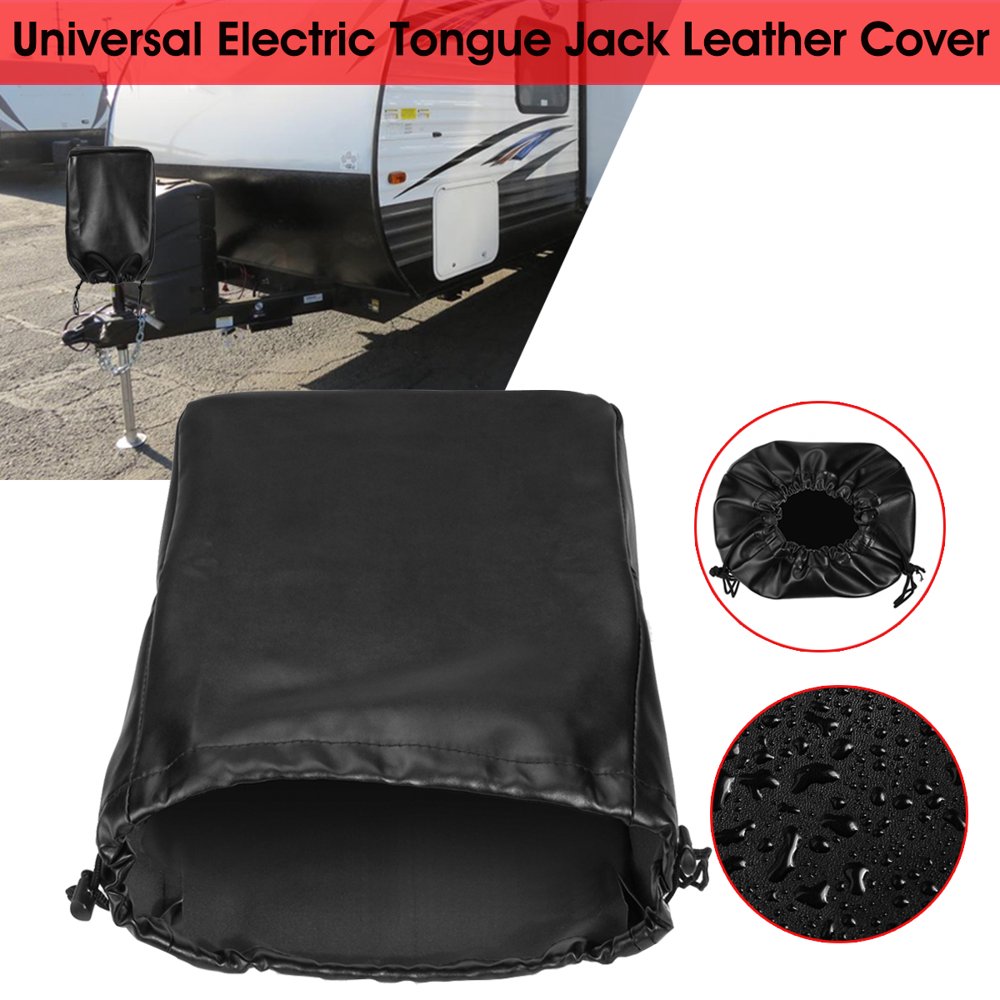 Black Artificial Leather Electric Tongue Jack Cover Protector Universal
