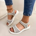 thumbnail image 2 of Xfvqtps Womens Sandals Elastic Mesh Thick Sole Soft Comfortable Breathable Non Slip Beach Summer Walking Sandals Gray, 2 of 9