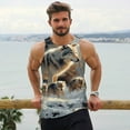 thumbnail image 6 of Gukieu Wolf Family Winter Wonderland Print Men's Quick Dry Fitness Vest, Round Neck Sleeveless Fitness Bodybuilding Top-4X-Large, 6 of 7