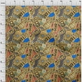 thumbnail image 4 of oneOone Cotton Poplin Yellow Fabric Writing World Trip Doodle Quilting Supplies Print Sewing Fabric By The Yard 42 Inch Wide, 4 of 4
