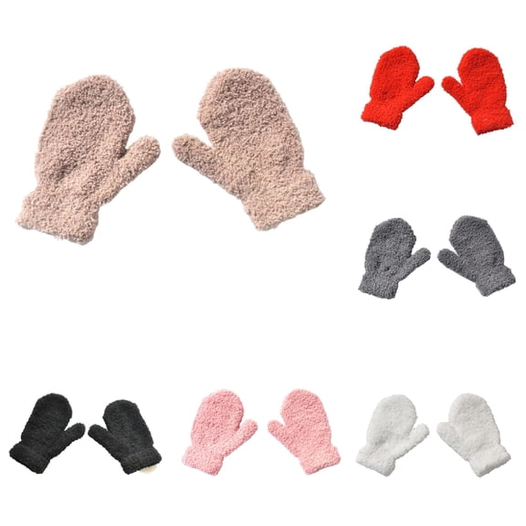 GPOECD Baby Mittens Winter Cold Proof Knitted Half Thickened Warm Kids Gloves for Children Winter Protection
