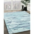 thumbnail image 2 of Ahgly Company Indoor Square Contemporary Cyan Opaque Blue Abstract Area Rugs, 3' Square, 2 of 6