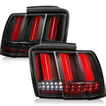 Spec-D Tuning Black Sequential Tail Lights w/ Red LED Bar Compatible with 1999-2004 Ford Mustang, Left   Right Pair Assembly