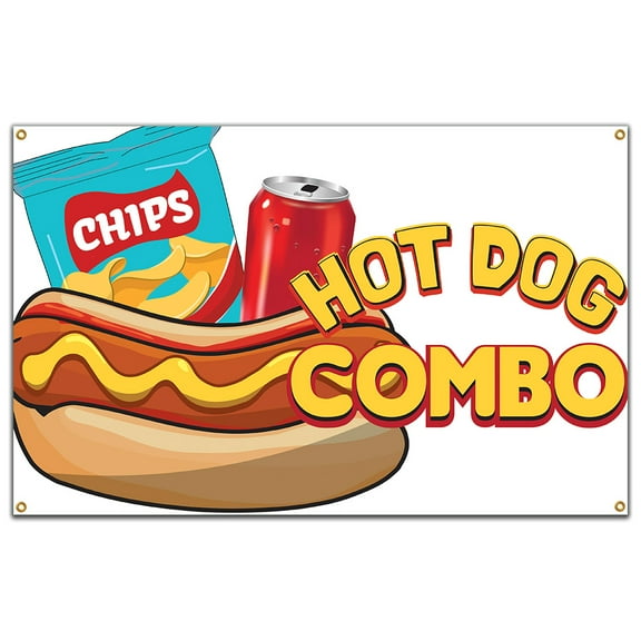 SignMission B-60 Hot Dog Combo19 60 in. Concession Stand Food Truck Single Sided Banner - Hot Dog Combo