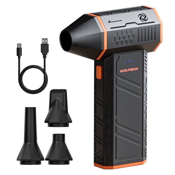 WolfBox Compressed Air Duster, 110000RPM Electric Air Duster, Rechargeable Cordless Mini Turbo Fan for Portable Laptop Keyboard Cleaner, Black