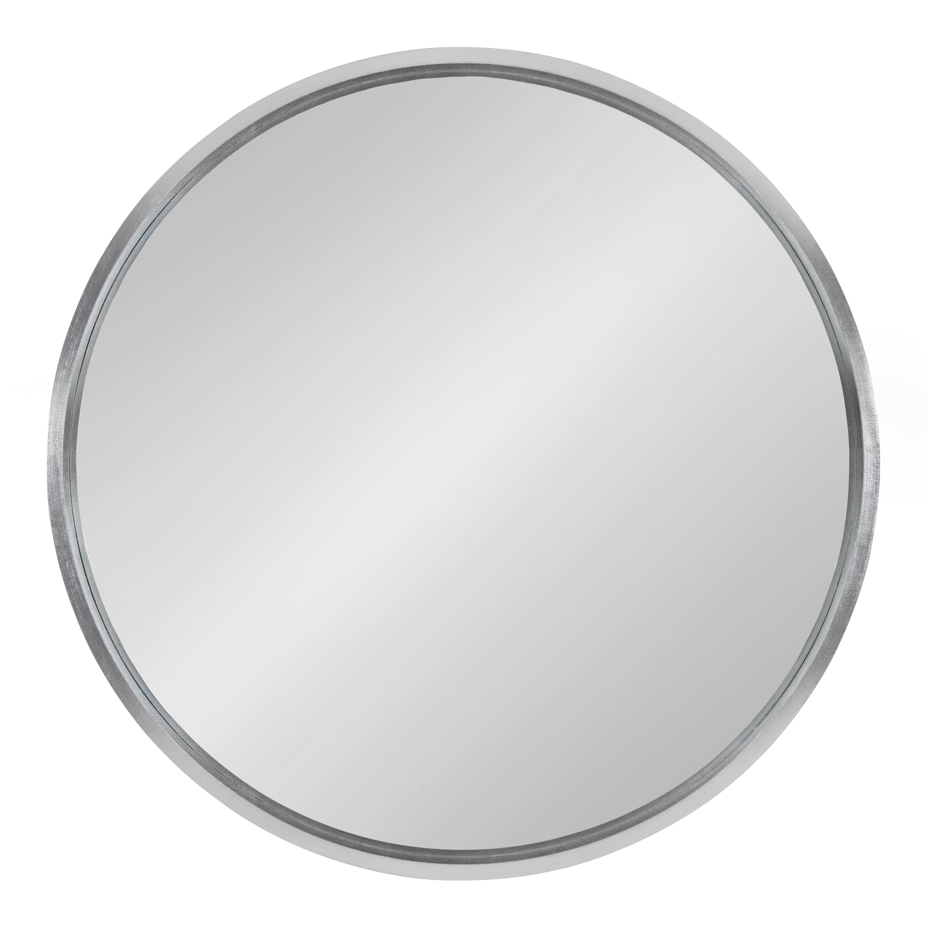 Kate and Laurel Travis Round Wood Wall Mirror, 31.5" Diameter, Silver, Chic Glam Wall Décor Accent