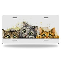 Yehwow Three cute cats Metal Car Plate Decorative Aluminum License Plate Tag Sign