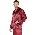 thumbnail image 3 of INTIMO Mens' Poly Charmeuse 2 Pocket Button Front Long-Sleeve Pajama Shirt Sleep Top Lounge, 3 of 5