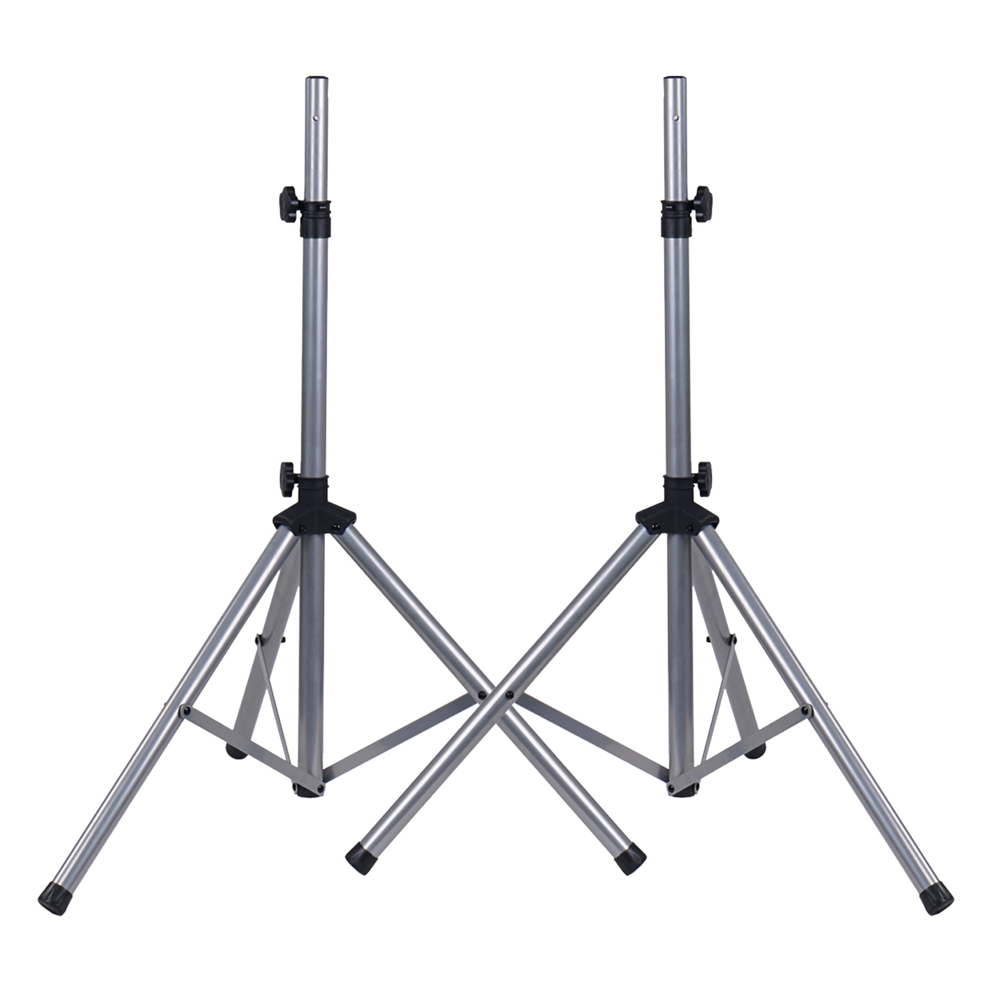 Sound Town 2-Pack Universal Tripod Speaker Stands with Adjustable Height, 35mm Compatible Insert, Locking Knob and Shaft Pin, Silver (STSD-71W-PAIR)