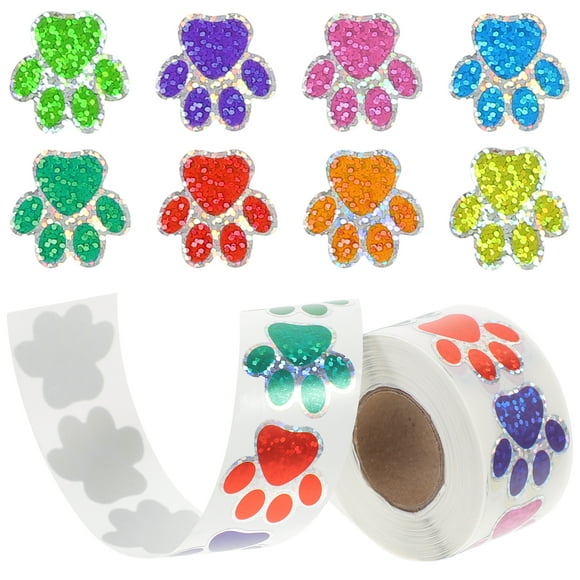 KAKOWELY dog paw stickers 1 Roll Dogs Paw Print Sticker Wall Sticker Paw Bathtub Decal Animal Footprint Wall Art Decoration0.98"X0.98"X0.02"